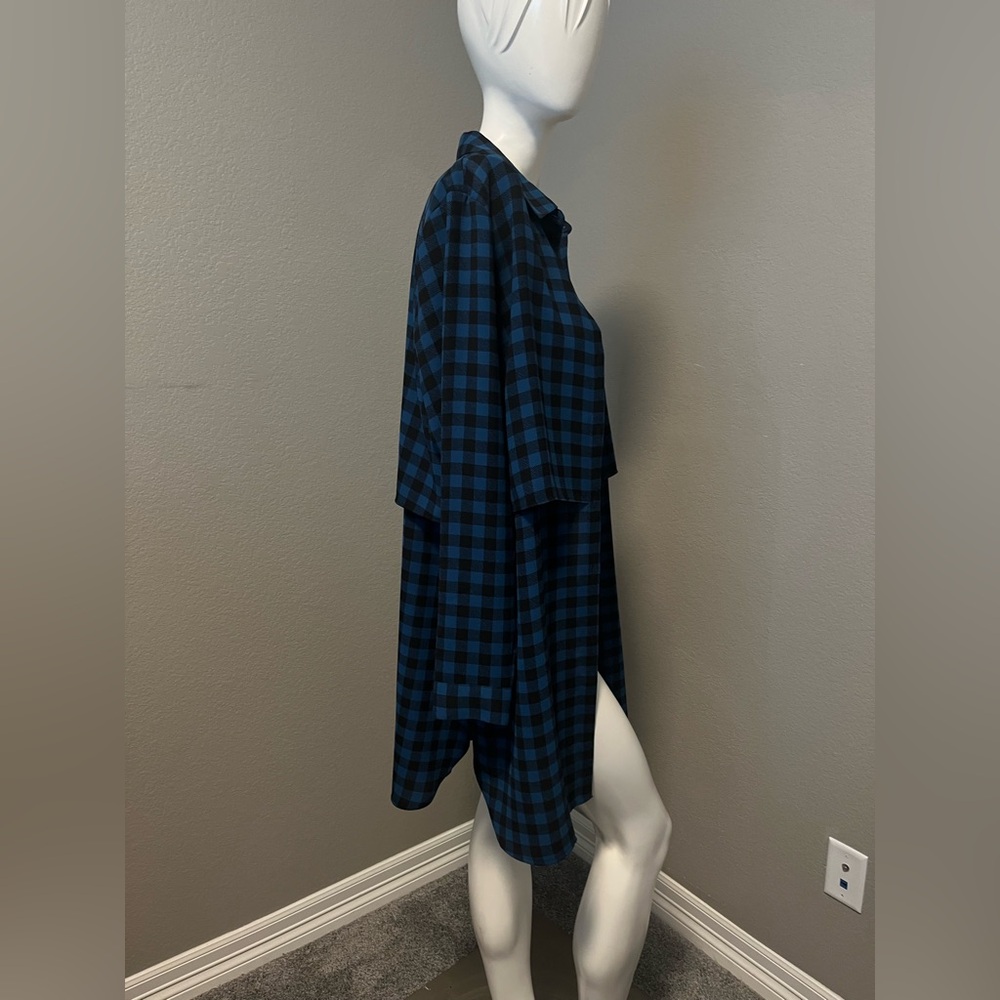 J. JILL Women’s Blue/ Black Checkered Classic Button Up Shirt Dress Size M - Picture 6 of 15
